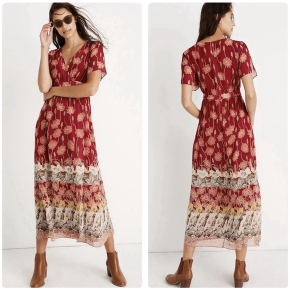 Madewell Dresses & Skirts - Madewell Tulip Sleeves Maxi Dress in Tall Sunflower Size 0 Red Boho